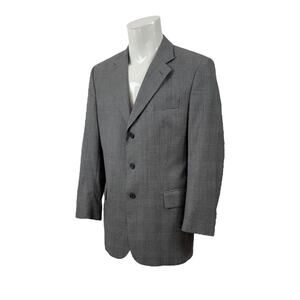Jos A Bank Men’s Gray Glen Check Wool Silk Sport Coat Blazer Jacket Sz 40 R